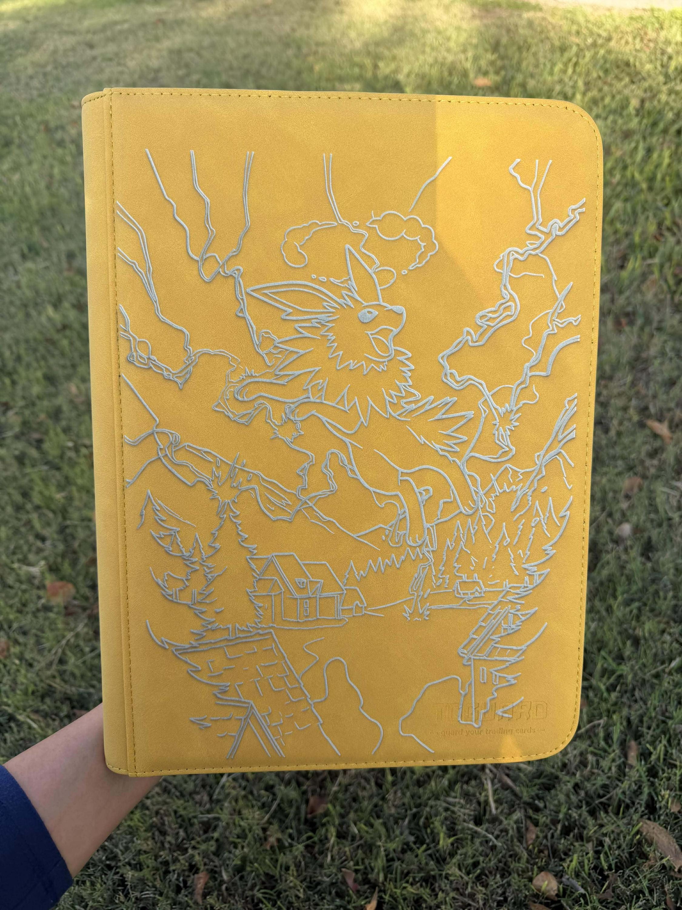 jolteon card binder Custom Pokemon Laser Engraved 9 Pocket Jolteon Binder