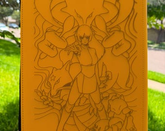 Custom Pokemon Laser Engraved 9 Pocket Sabrina Alakazam Evo Binder
