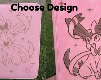 Custom Pokemon Sylveon Laser Engraved 4 Pocket Top Loader Binder