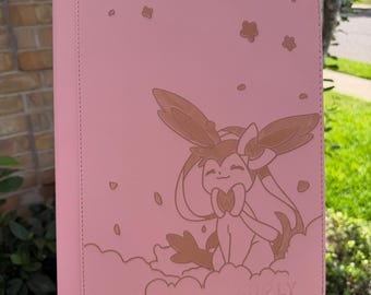 Custom Pokemon Sylveon on Clouds Laser Engraved 9 Pocket Binder