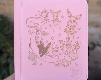 Custom Pokemon Eeveelutions Laser Engraved 4 Pocket Top Loader Binder