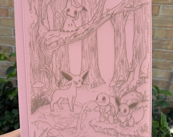 Custom Pokemon Evee | Squirtle | Mimikyu  | Espeon Laser Engraved 9 Pocket Binder