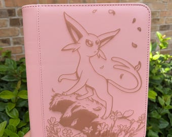 Custom Pokemon Espeon Laser Engraved 4 Pocket Top Loader Binder