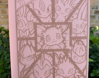 Custom Pokemon Eeveelution Collage Laser Engraved 9 Pocket Binder