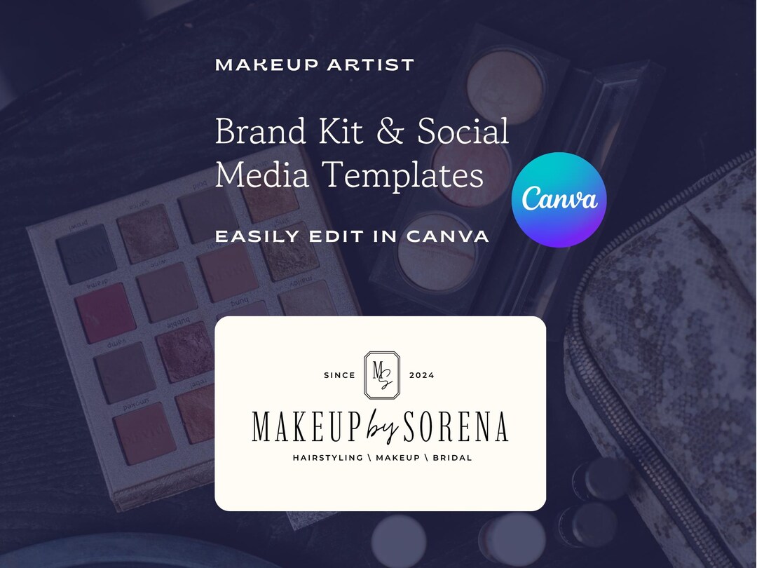 Editable Logo Design for Makeup Artists | Premade Brand Kit | Canva ...