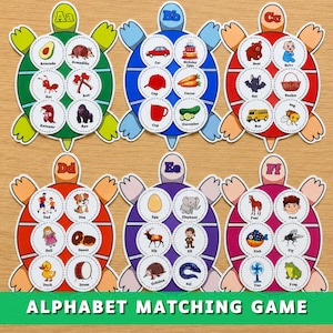 Alphabet Matching Game, Turtle Letters A-Z, Preschool ABC Activity (PDF Download)