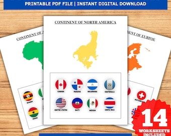 Rompecabezas de mapa del mundo para niños, tarjetas Montessori de los 7 continentes, actividad de emparejamiento, aprendizaje de geografía.