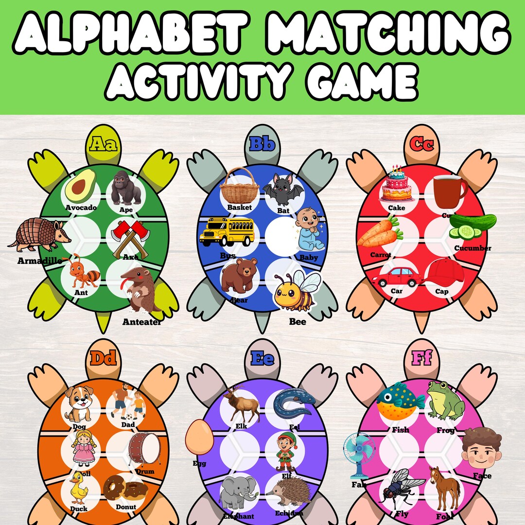 Turtle Alphabet Matching Game, Preschool ABC Activity (PDF Download) - Etsy