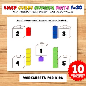 スナップキューブマット、マット 1 ～ 20、細かい運動能力、教材、幼稚園教育ゲーム。