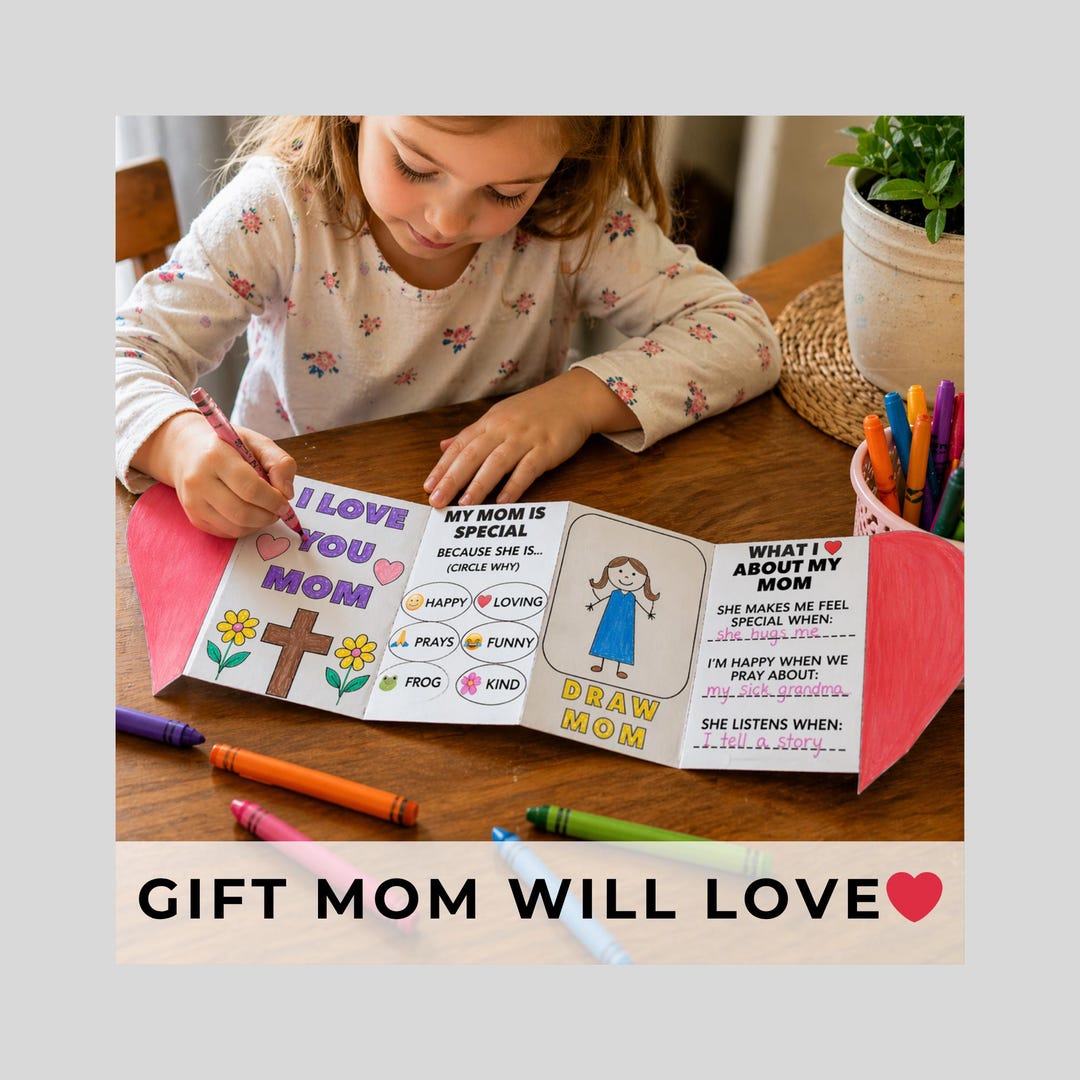 Mom Faith Card Kids Printable, Mother’s Day Gift From Kids, I Love You ...
