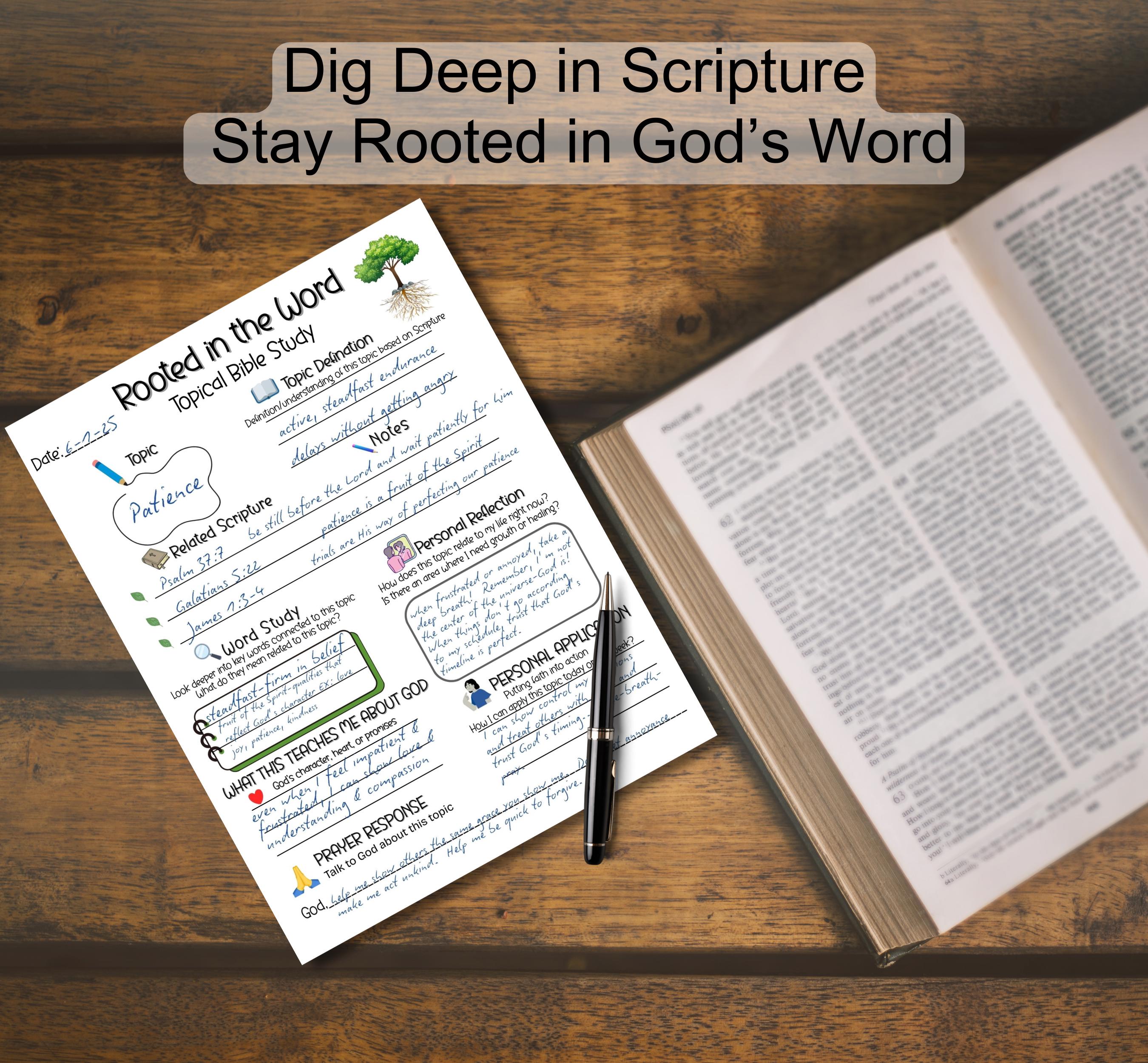 Bible Study Devotional Template Guide With Notes, Printable Worksheet ...