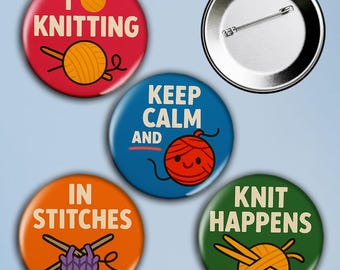 Knitting Hobby Pin Set – 4 Adorable Pins for Yarn Lovers
