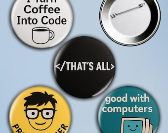 Programmer Pinback Button Set — 4 pcs