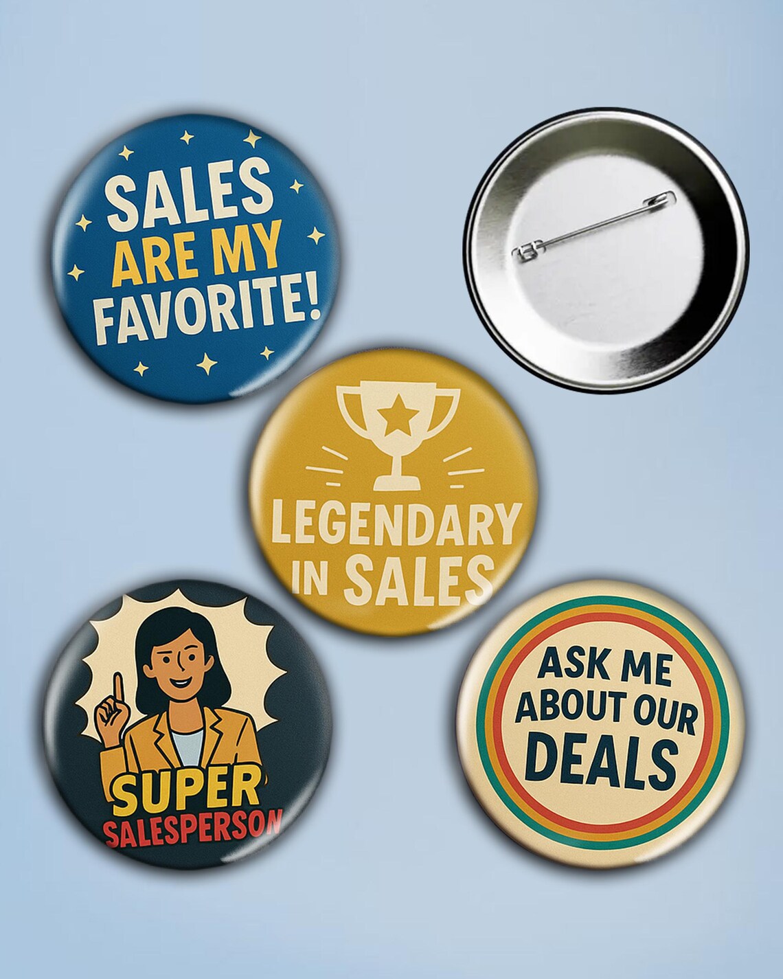 Salesperson Pin Badge Set (4 Pcs) - Etsy