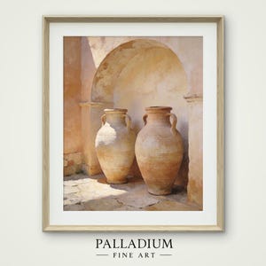 Mediterrane Tontöpfe Wandkunst, Terrakotta-Topfmalerei, toskanisches Dekor (digitaler Download)