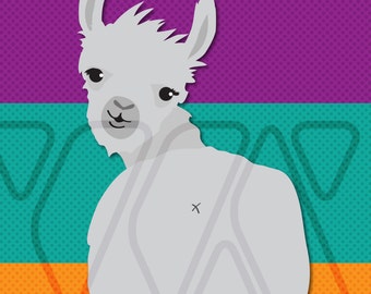 Pin the Tail on the Llama -  Animal Theme Party Game - Children or Adults - Illustration - Alpaca, Peru, Llama, Macchu Picchu