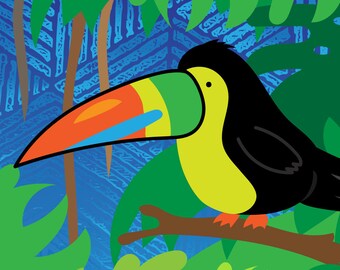 Pin the Beak on the Toucan Party Game: Tropical Theme