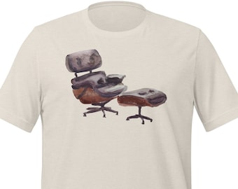 Eames Watercolor Lounge Chair & Ottoman T-shirt for Men. Gift for architect, design lover, interior designer. Other colors too! Mid century