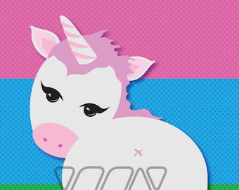 Pin the Tail on the Unicorn Party Game - Cute Illustration