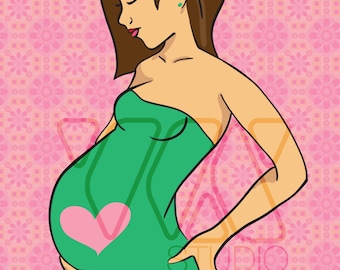 Pin the Heart on Mommy Game – Baby Shower Party, Custom Brunette or Blonde (DIY)