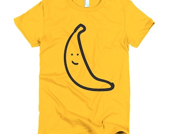 Cute Summer Banana T-shirt Printed on American Apparel 2102 Fine Jersey Short Sleeve Women T-shirt. Available for men & in other colors!