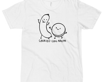 Original Chorizo con Arepa T-shirt. Perfect gift for Colombians living in the United States! Colombia. Gift. Father. Idea