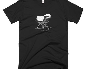 White Eames Rocking Chair T-shirt for Men. Gift for architect, design lover or interior designer Available for women, and in other colors!