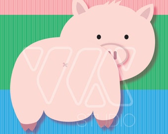 Pin the Tail on the Piggy - Party Game, Farm, Animal, Pig, Baby Shower, Kids, Children, Party, Celebration