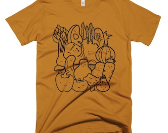 Vegetable Reunion Line Art T-Shirt - Bella+Canvas Fine Jersey Tee