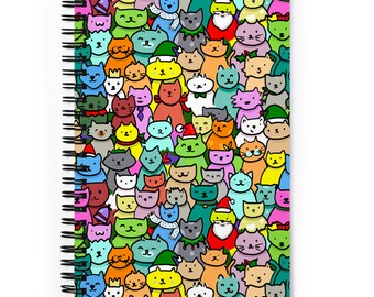 Christmas Cat Cluster Spiral Bullet Journal Notebook