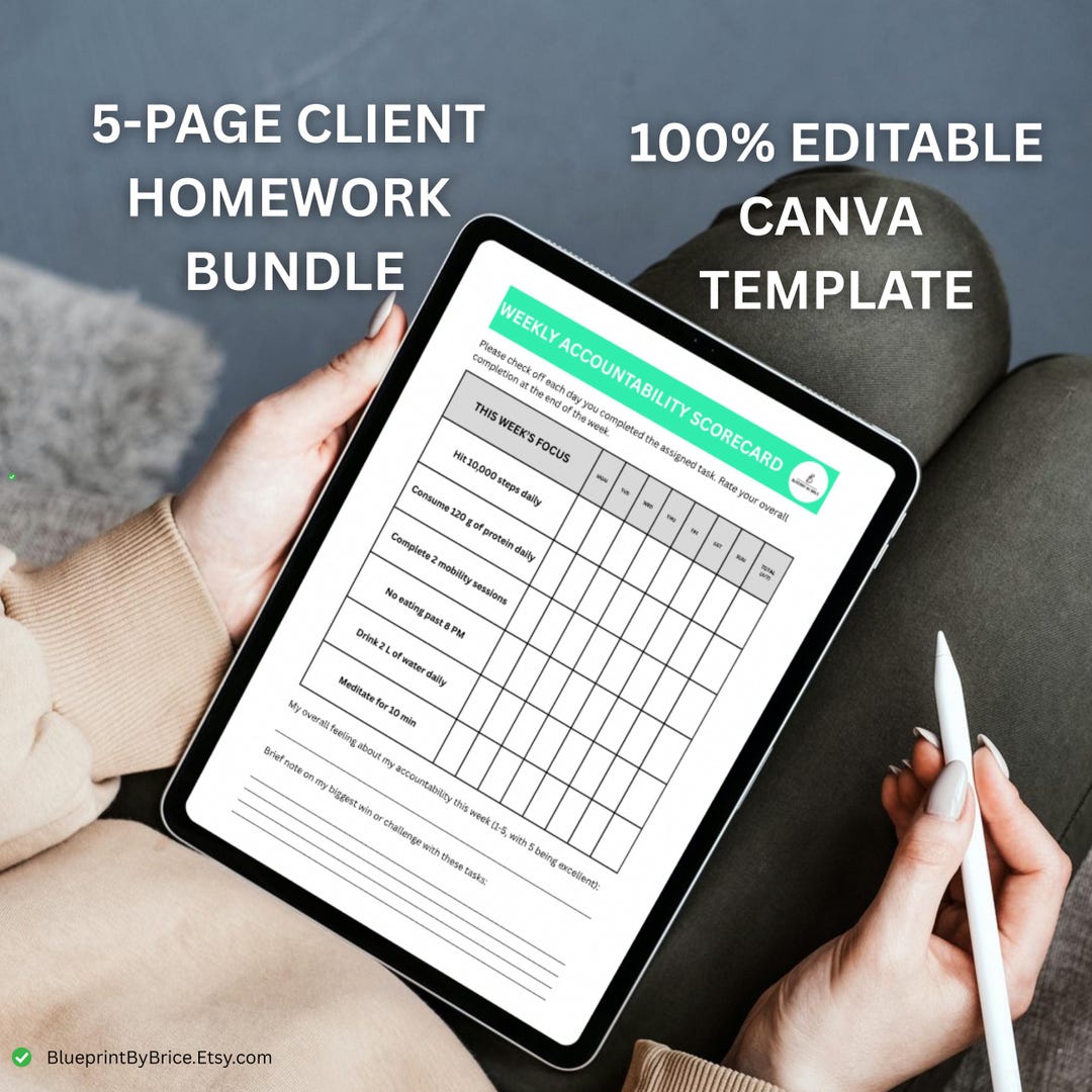 Personal Trainer Client Homework Bundle | Fitness Coach Accountability ...