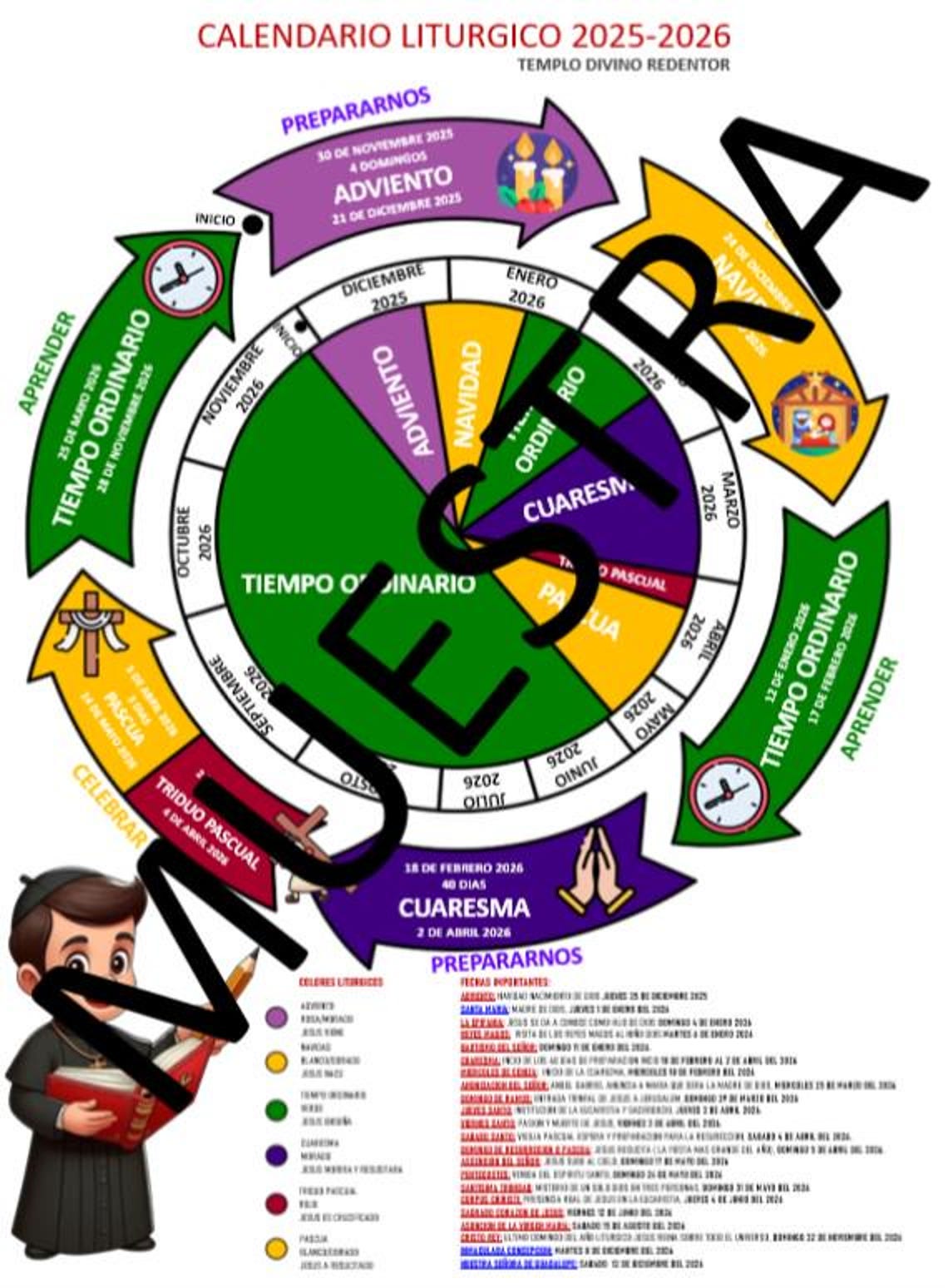 CALENDARIO LITURGICO, en español, 2026, editable, power point - Etsy México