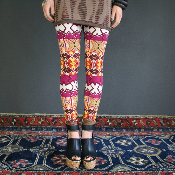 Abstract print leggings in ornament // geometric pattern, pants - made to order in size S M L Xl