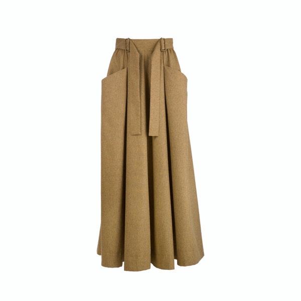 40% SALE Long wool skirt with large pockets, lined long skirt, winter skirt, womens maxi skirt, size S-XL