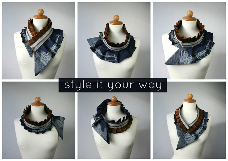 Collar Necklace Unique Accessory Zipper Collar Silk Collar Etsy