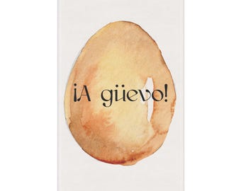 A Güevo! Strofinaccio con detto messicano / Strofinaccio da cucina spagnolo divertente / Regalo con uovo acquerellato