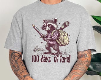 Camiseta de 100 días de Feral, divertida zarigüeya maestra, gráfica 614550