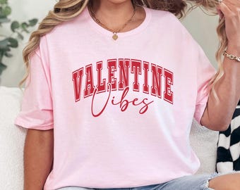 Camiseta con vibraciones de San Valentín, camiseta con gráfico de corazón retro para mujer 614584