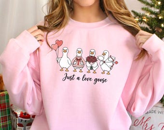 Sudadera con capucha "Just A Love Goose", divertida sudadera con capucha con meme de San Valentín 614578