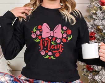 Sudadera con orejas de Minnie y flores para mamá, sudadera con capucha Disney para el Día de la Madre, primavera 612710