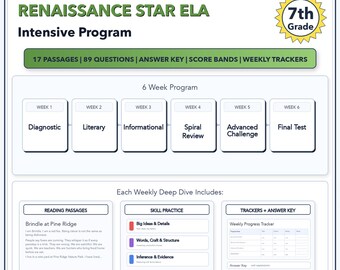 Renaissance Star ELA per la settima classe / Preparazione al test di 6 settimane / Scala unificata 1022-1114+