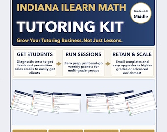 Summer Camp Indiana ILEARN Math Test Prep Curriculum + Tutor Kit | Grades 6-8