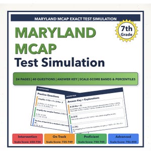 7th Grade Maryland MCAP Math Test Simulation | All 4 Levels (650-850)
