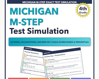 Simulación del examen de matemáticas M-STEP de Michigan para cuarto grado / Todos los 4 niveles (400-700)