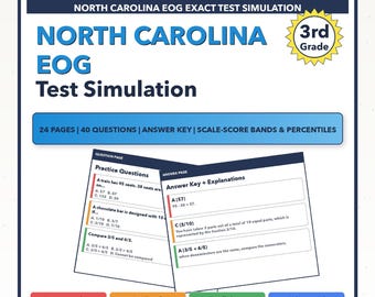 Simulación del examen de matemáticas EOG de Carolina del Norte para tercer grado / Los 4 niveles (545-560+)
