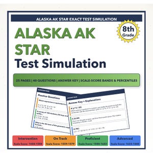 8th Grade Alaska AK STAR Math Test Simulation | All 4 Levels (1450-1840)