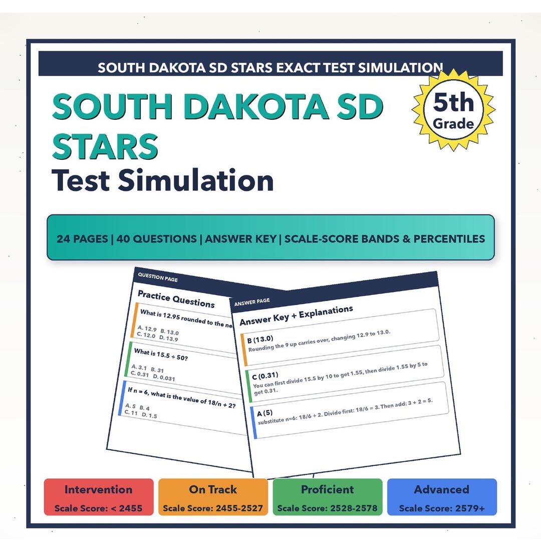 Sd Line Math 5th Grade South Dakota SD STARS Math Test Simulation | All 4 Levels ...