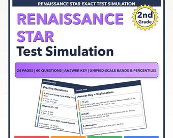 Simulación de examen de matemáticas Renaissance Star para segundo grado / Los 4 niveles (872-945+)