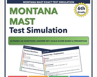 6th Grade Montana MAST Math Test Simulation | All 4 Levels (Scale Score 250-400)