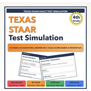 4th Grade Texas STAAR Math Test Simulation | All 4 Levels (1467-1690+)